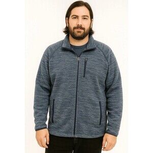 Swiss‎ Tech Jacket Men XL Blue Fleece Mock Neck Full Zip Long Sleeve Sweater